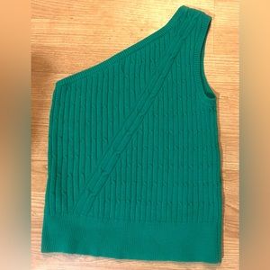 Maeve by Anthropology bright green one shoulder cable sweater. Size medium.